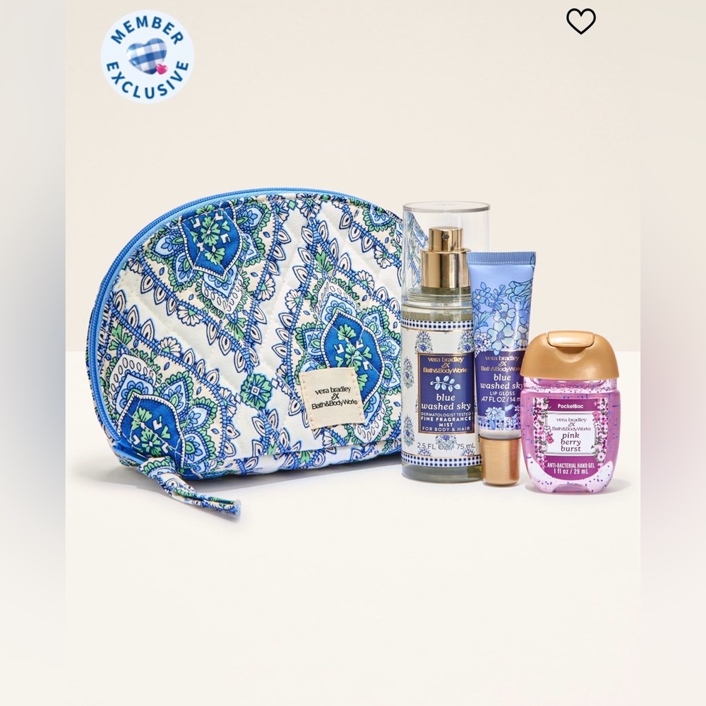 Vera Bradley Blue Paisley Cosmetic Travel Pouch with Bath & Body Set